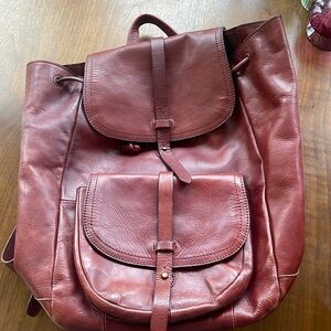 Madewell Burgundy Leather Drawstring Backpack